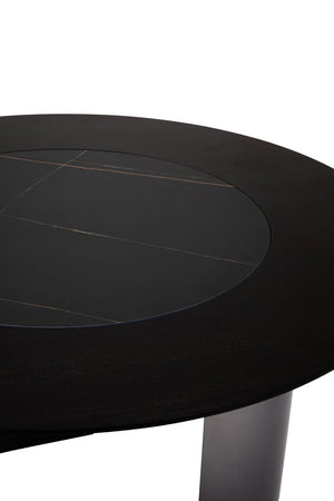 Imperia Round Veneer Dining Table with Ceramic Lazy Susan detail image – Xshowhome furniture