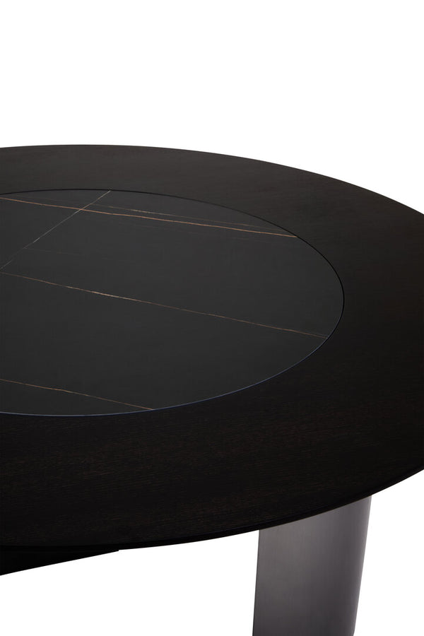 Imperia Round Veneer Dining Table with Ceramic Lazy Susan detail image – Xshowhome furniture
