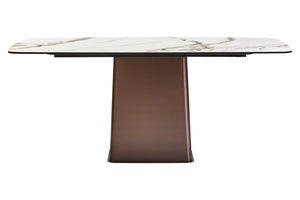 Imperia White Ceramic Marble Effect Rectangular Dining Table detail image – Xshowhome furniture