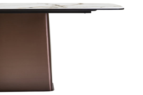 Imperia White Ceramic Marble Effect Rectangular Dining Table detail image – Xshowhome furniture