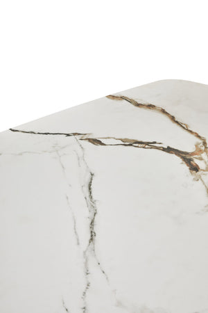 Imperia White Ceramic Marble Effect Rectangular Dining Table detail image – Xshowhome furniture
