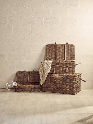 Argento Brown Rattan Storage Trunks -Set of 3 detail image – Xshowhome furniture