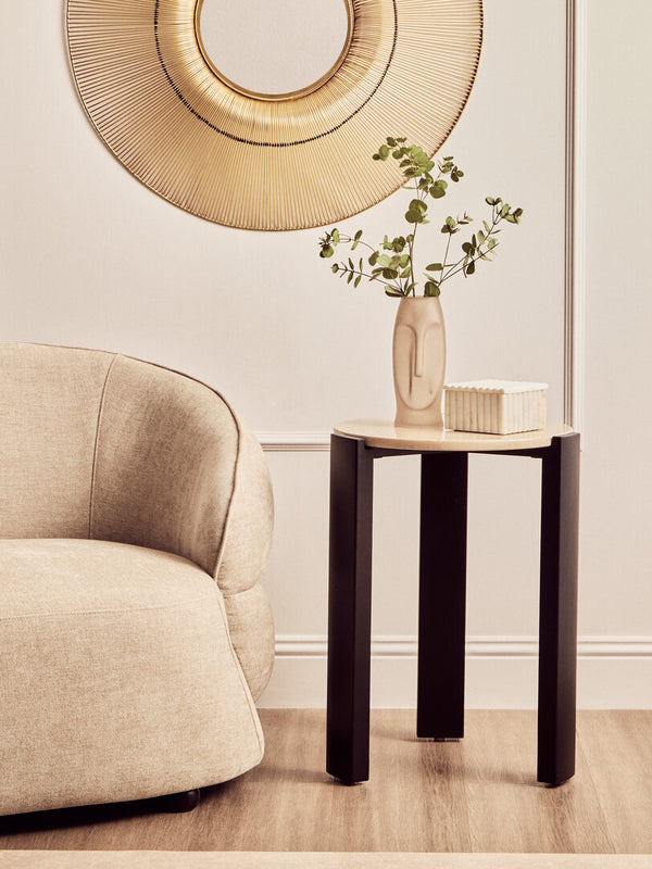 Palermo Cream Marble Top Round Side Table detail image – Xshowhome furniture