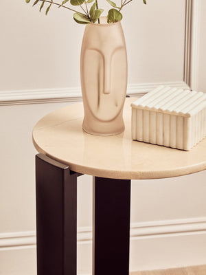 Palermo Cream Marble Top Round Side Table detail image – Xshowhome furniture