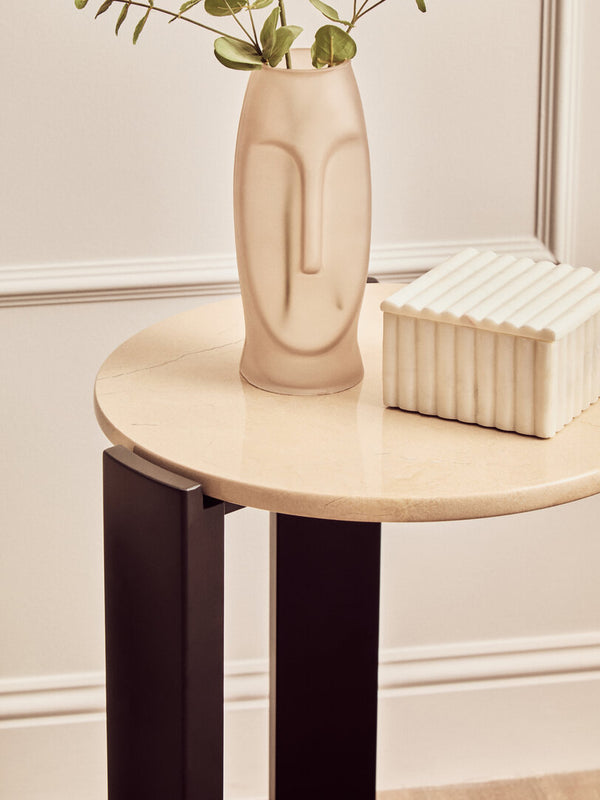 Palermo Cream Marble Top Round Side Table detail image – Xshowhome furniture