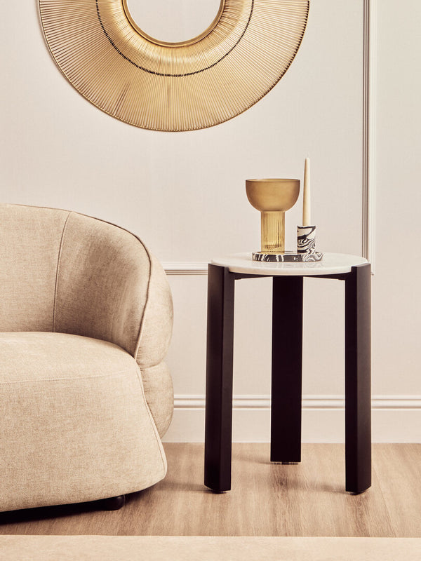 Palermo White Marble Top Round Side Table detail image – Xshowhome furniture