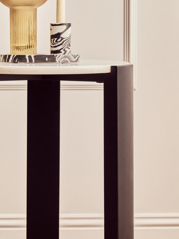 Palermo White Marble Top Round Side Table detail image – Xshowhome furniture