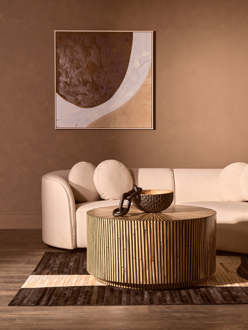 Bambusa Bamboo Inlay Round Coffee Table detail image – Xshowhome furniture