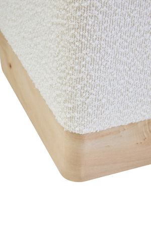 Mota Burl Wood And Cream Boucle Sqaure Stool detail image – Xshowhome furniture