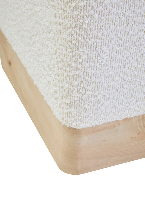 Mota Burl Wood And Cream Boucle Sqaure Stool detail image – Xshowhome furniture