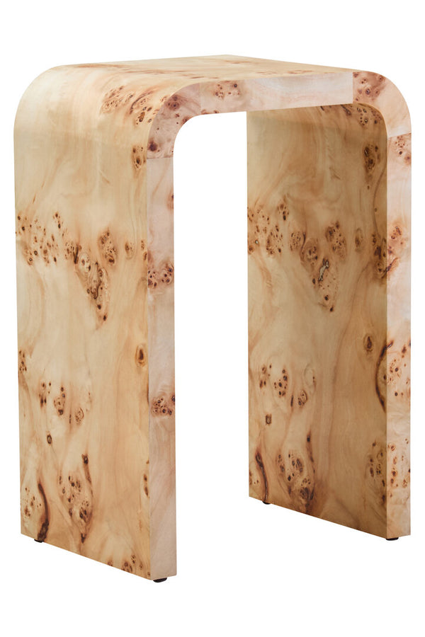 Mota Burl Wood Design Curved Side Table detail image – Xshowhome furniture