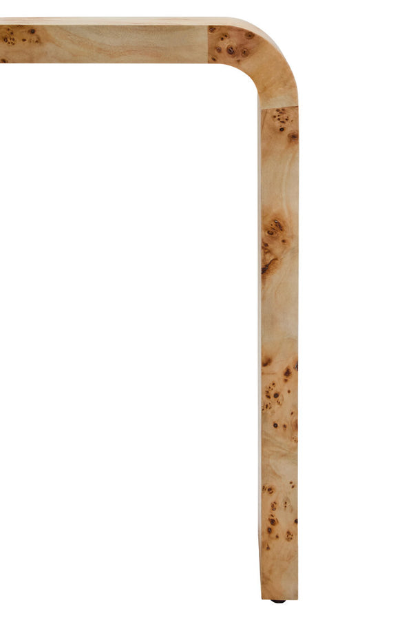 Mota Burl Wood Design Curved Side Table detail image – Xshowhome furniture