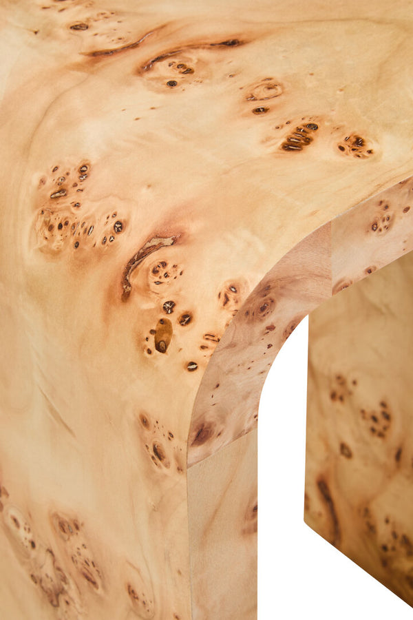 Mota Burl Wood Design Curved Side Table detail image – Xshowhome furniture