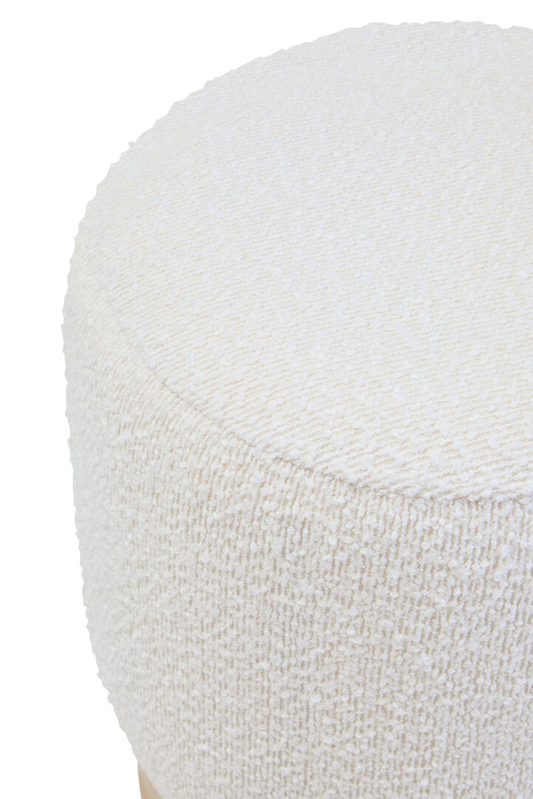 Mota Burl Wood And Cream Boucle Round Stool detail image – Xshowhome furniture