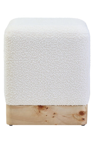 Mota Burl Wood And Cream Boucle Sqaure Stool detail image – Xshowhome furniture