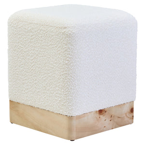 Mota Burl Wood And Cream Boucle Sqaure Stool – Xshowhome furniture