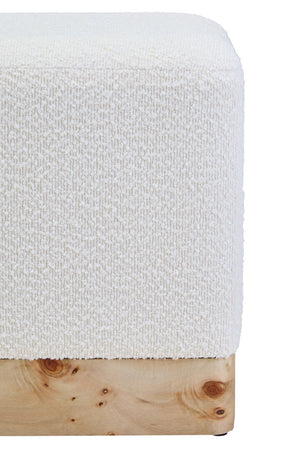 Mota Burl Wood And Cream Boucle Sqaure Stool detail image – Xshowhome furniture