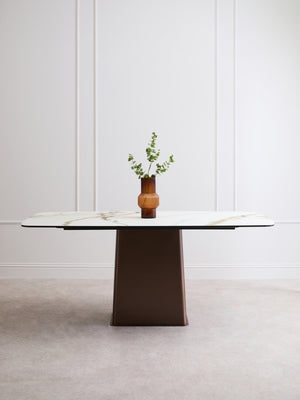 Imperia White Ceramic Marble Effect Rectangular Dining Table detail image – Xshowhome furniture