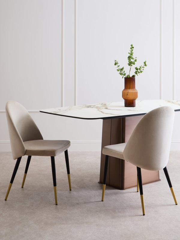 Imperia White Ceramic Marble Effect Rectangular Dining Table detail image – Xshowhome furniture