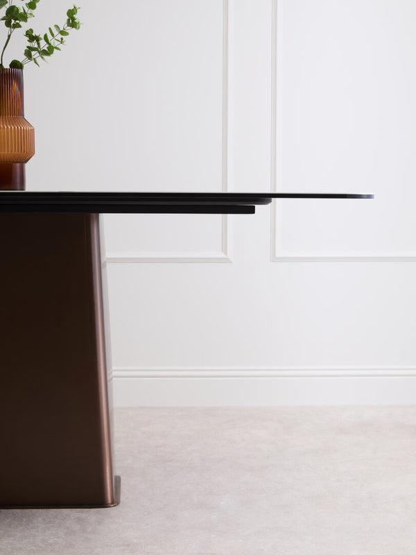 Imperia White Ceramic Marble Effect Rectangular Dining Table detail image – Xshowhome furniture