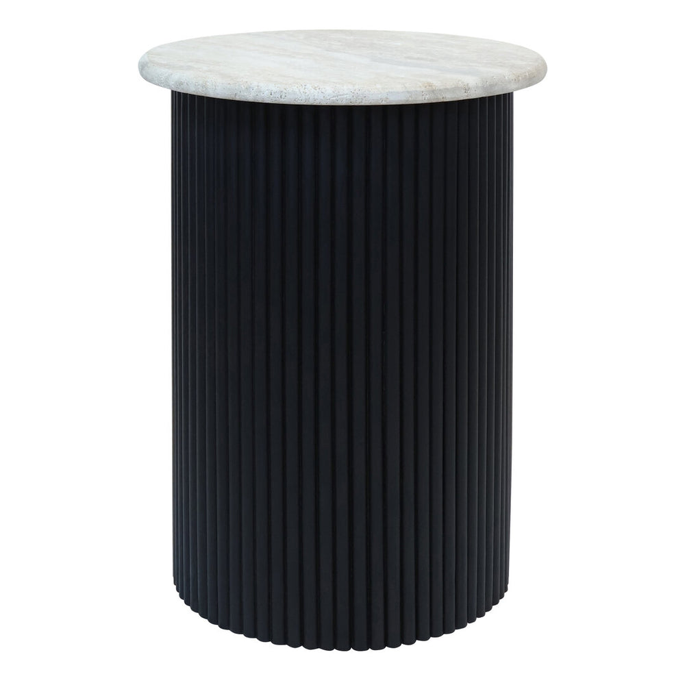 Walton Travertine Top Side Table with Black Acacia Wood Base – Xshowhome furniture
