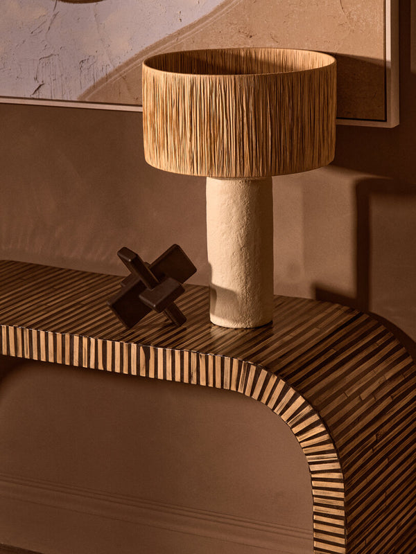 Bambusa Bamboo Inlay Curved Console Table detail image – Xshowhome furniture