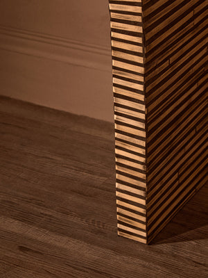 Bambusa Bamboo Inlay Curved Console Table detail image – Xshowhome furniture
