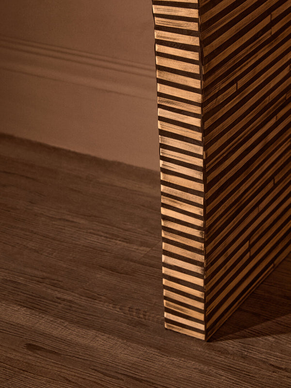 Bambusa Bamboo Inlay Curved Console Table detail image – Xshowhome furniture