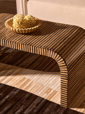 Bambusa Bamboo Inlay Curved Coffee Table detail image – Xshowhome furniture
