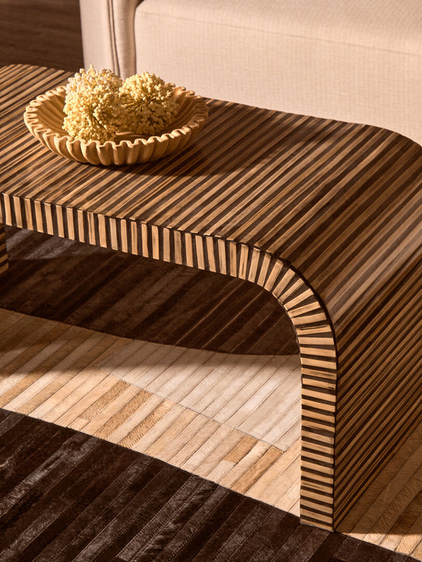 Bambusa Bamboo Inlay Curved Coffee Table detail image – Xshowhome furniture