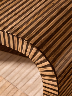 Bambusa Bamboo Inlay Curved Coffee Table detail image – Xshowhome furniture