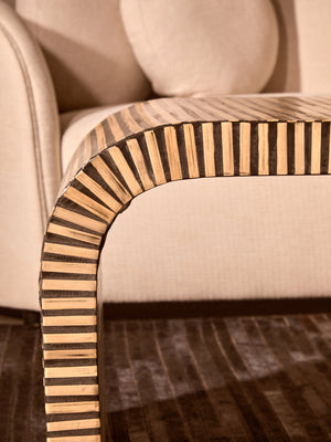 Bambusa Bamboo Inlay Curved Coffee Table detail image – Xshowhome furniture