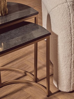 Varana Nest Of Two Half Moon Black Marble Top Tables detail image – Xshowhome furniture