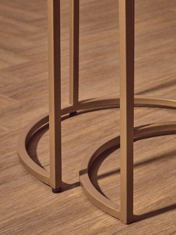 Varana Nest Of Two Half Moon Black Marble Top Tables detail image – Xshowhome furniture