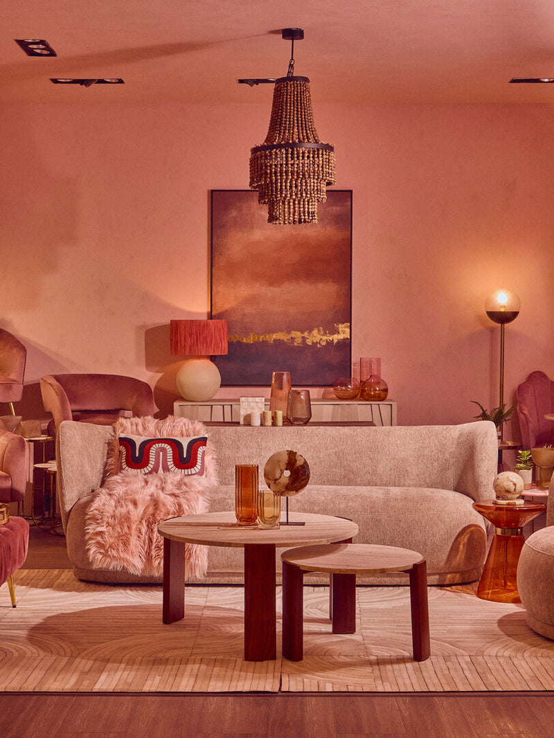 Palermo Round Travertine Top Small Coffee Table detail image – Xshowhome furniture