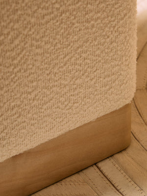 Mota Burl Wood And Cream Boucle Sqaure Stool detail image – Xshowhome furniture