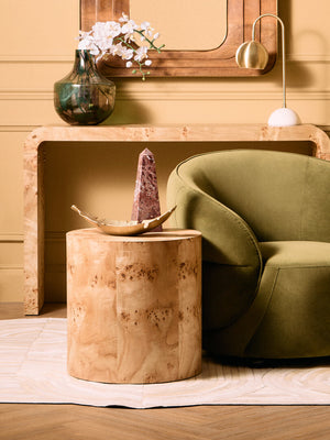 Mota Burl Wood Design Round Side Table detail image – Xshowhome furniture