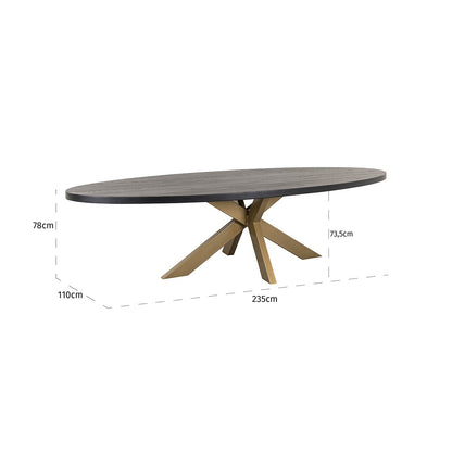 Dining table Watson 235 incl. spider leg gold (Black)- Richmond Interiors