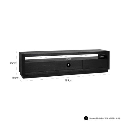 TV cabinet Oakura 3-drawers (Black)