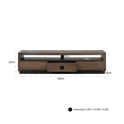 TV cabinet Oakura 3-drawers (Brown)