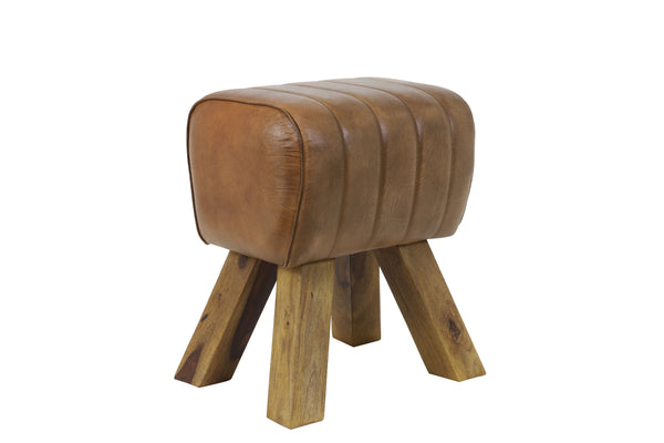 Stool 40x31x46 cm RAMY leather brown | Light & Living