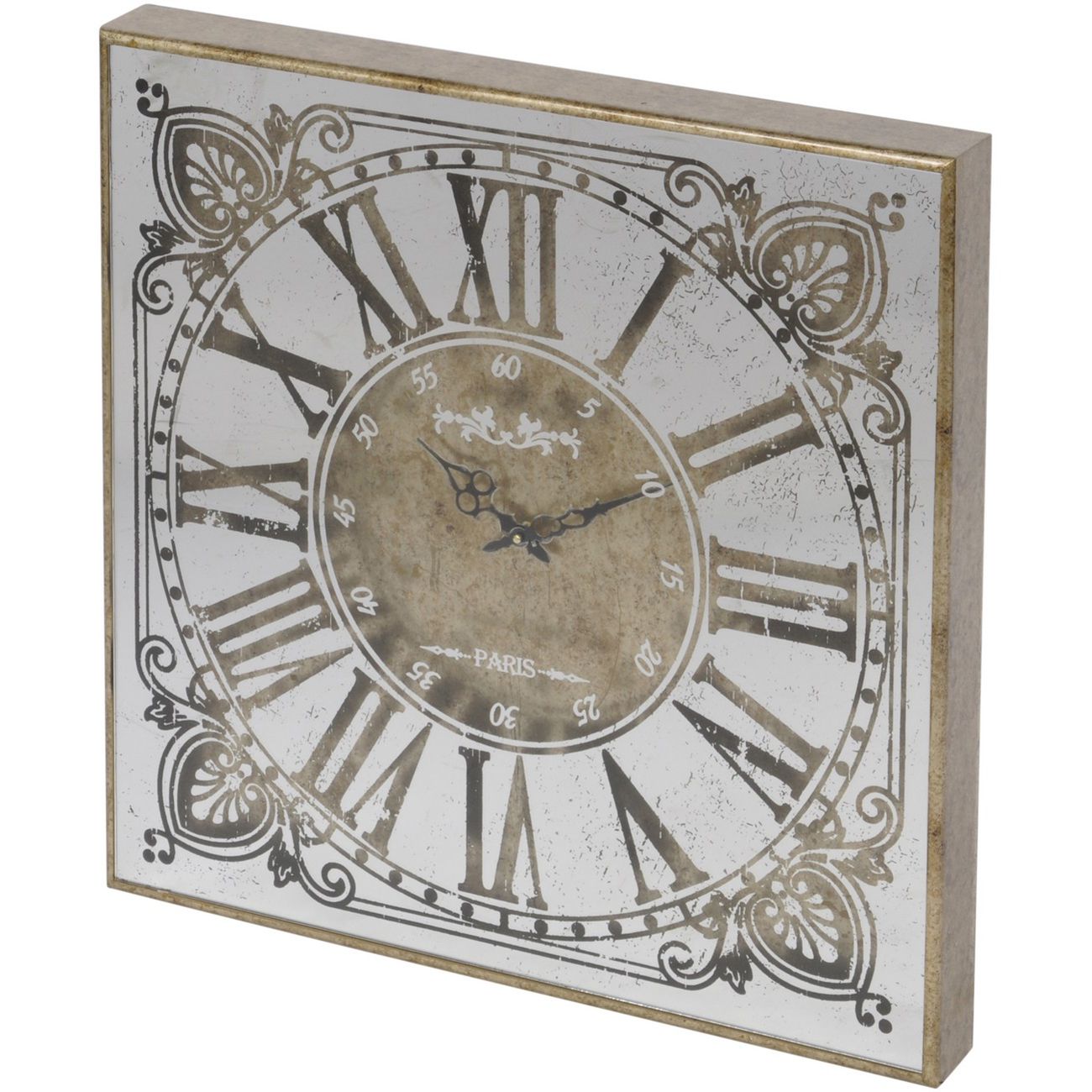 Vienna Antique Gold Square Mirrored Wall Clock