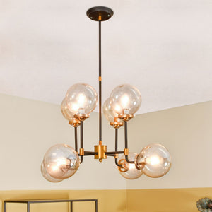 Mercer Glass Bubble Black and Brass Chandelier by Libra, image 2