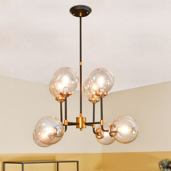 Mercer Glass Bubble Black and Brass Chandelier by Libra, image 2