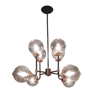Mercer Glass Bubble Black and Brass Chandelier by Libra