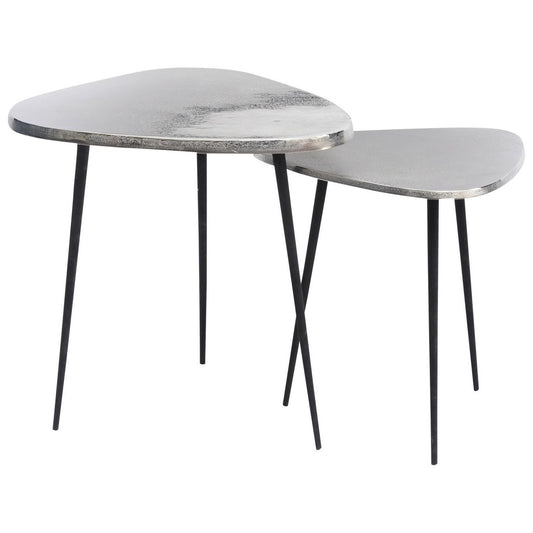 Tribeca Set Of Two Silver Aluminium Side Tables