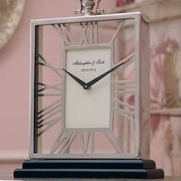 Silver and Black Skeletal Mantel Clock by Libra, image 2