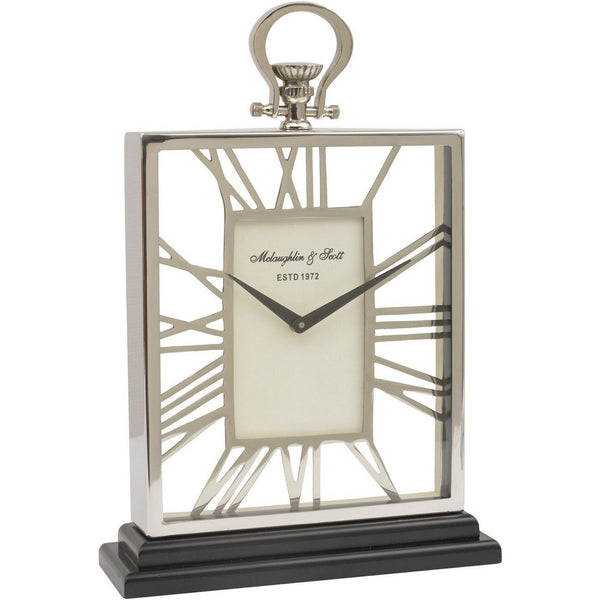 Silver and Black Skeletal Mantel Clock by Libra