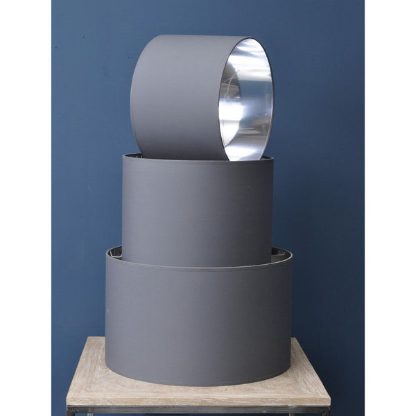 Grey and Silver Lined Drum Lampshade 20 Inch by Libra, image 2