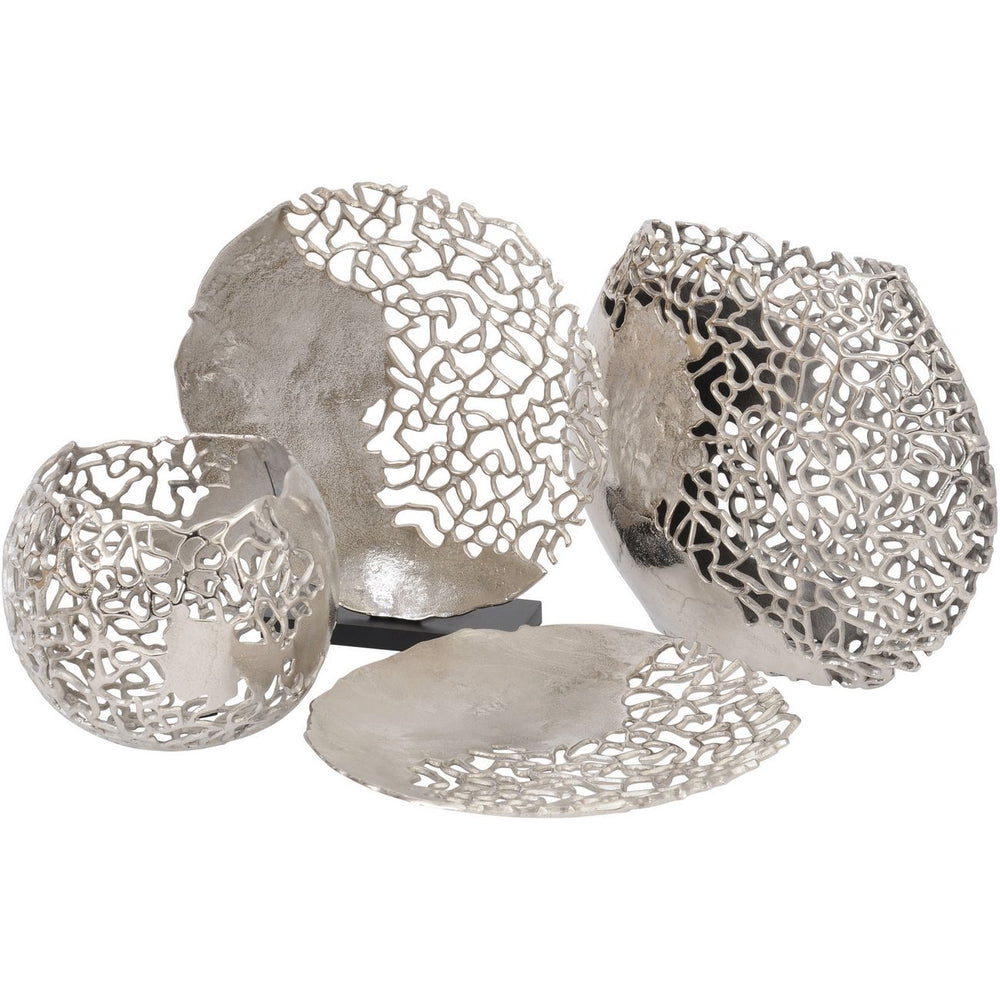 Apo Coral Raw Silver Aluminium Platter by Libra